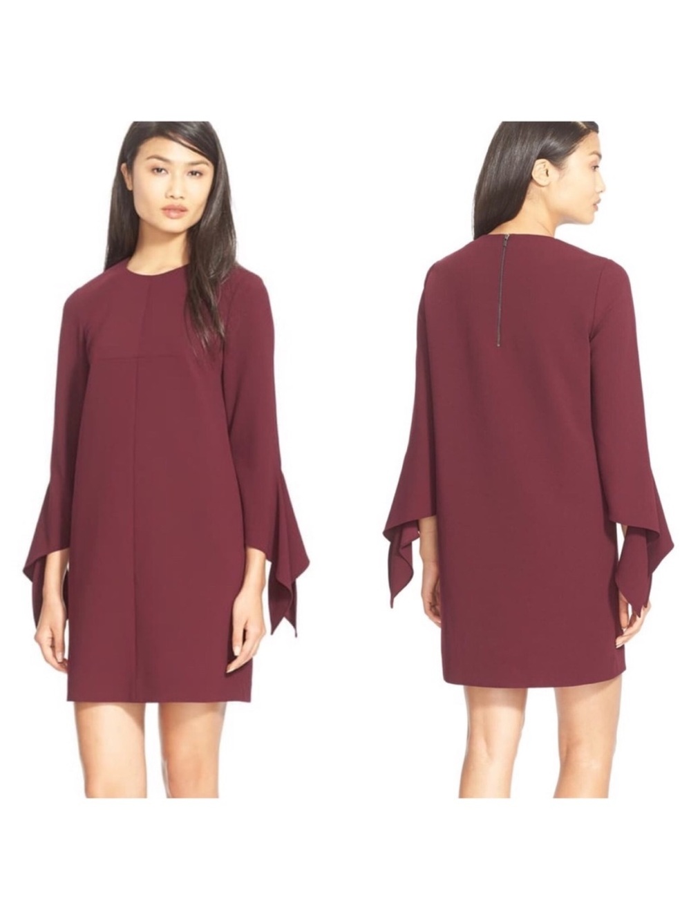 TIBI Woven Tie Sleeve Shift Dress Sz 8